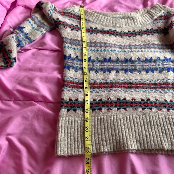 Y2K American Eagle Fair Isle Boat Neck Wool Blend Knit Sweater Womens Small - Picture 8 of 8